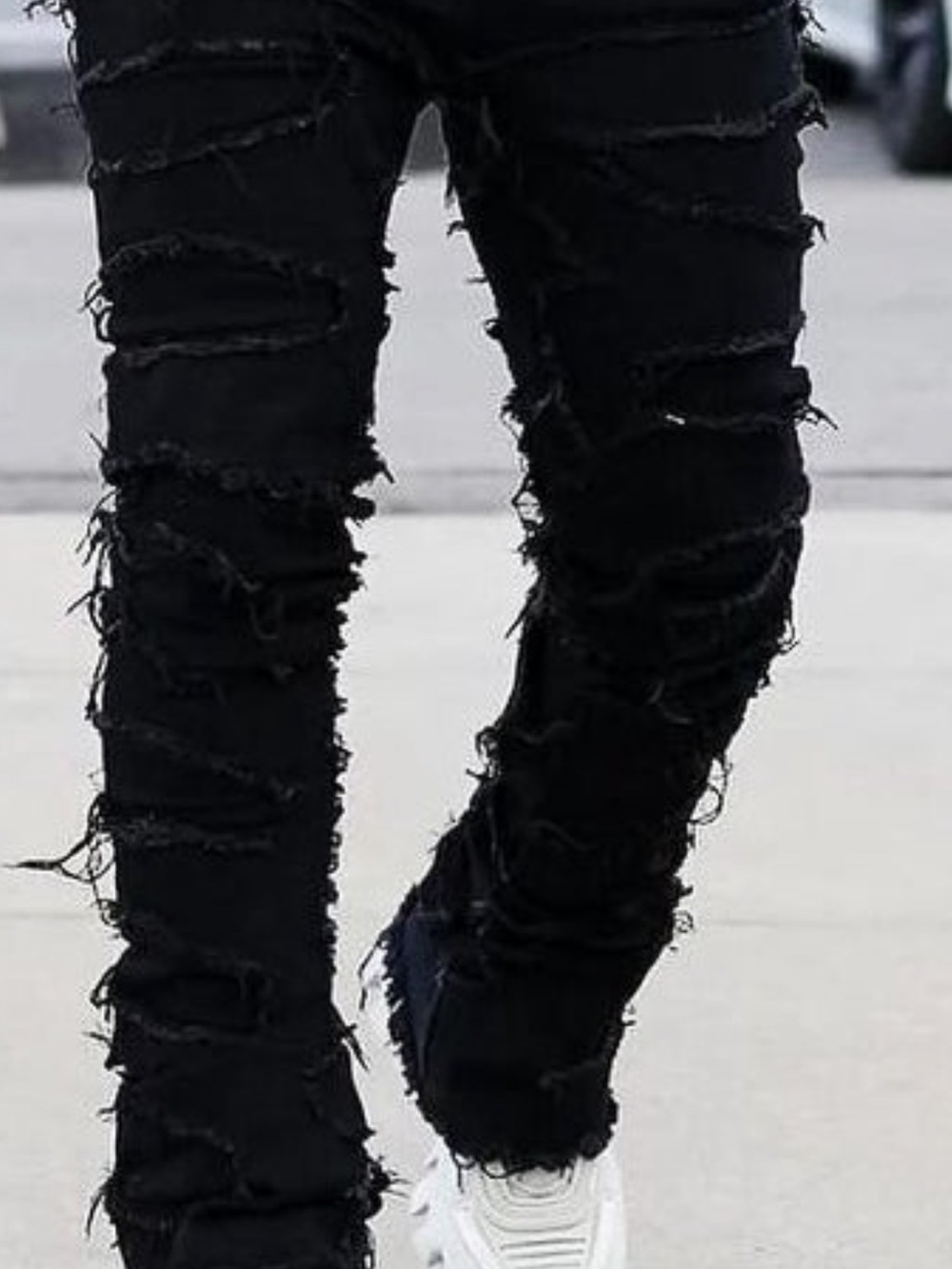Crysp 32 Slim Fit Distressed Black Men's  Denim